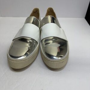 Stuart Weitzman Boyband Specchio Slip-on Sneakers in silver size 10